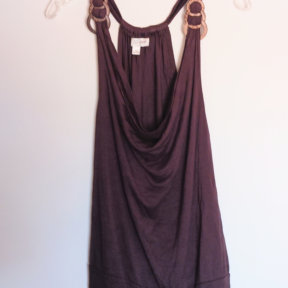 Brown Sleeveless Cowl Neck Top